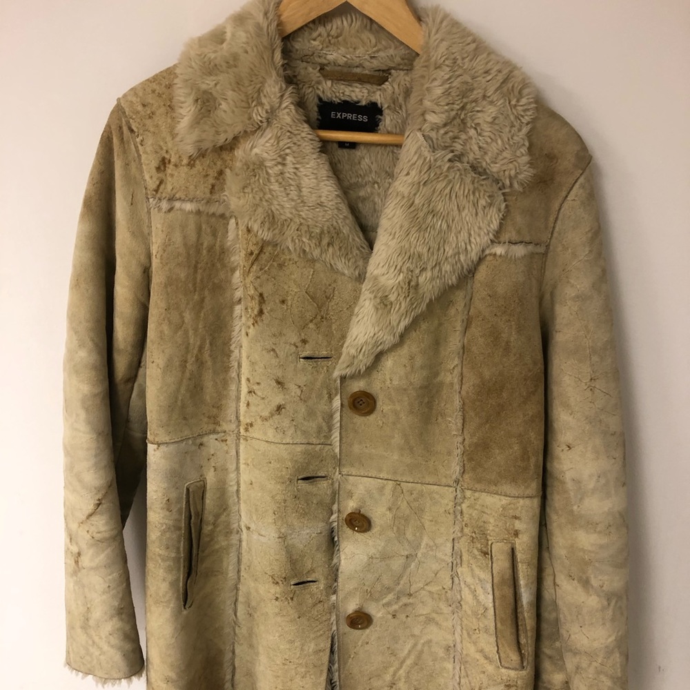 Express distressed long coat